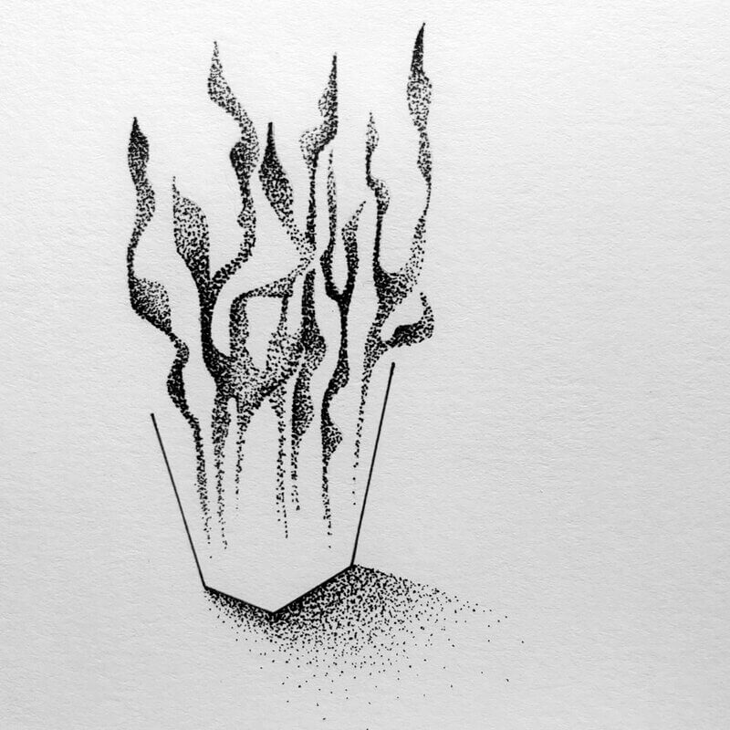 tatouage flash plante abstrait pousser ombre