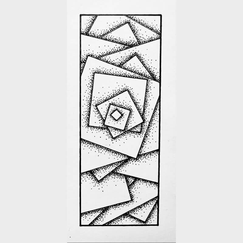 tatouage flash rectangle carre concentrique perspective superposition